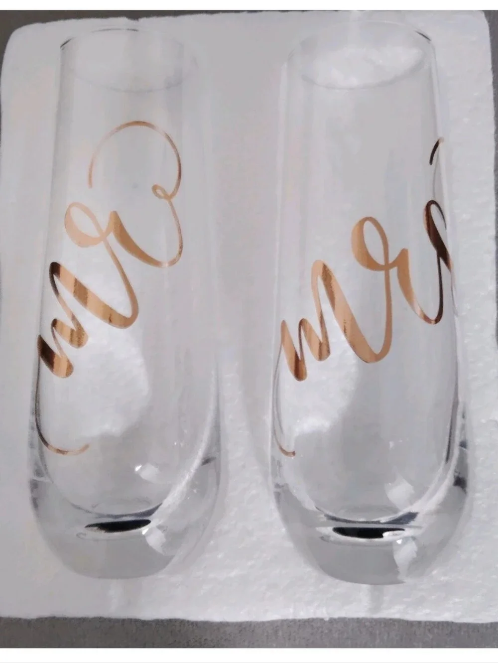 Mr & Mrs Rose Gold Script Champagne Flutes - Set of 2